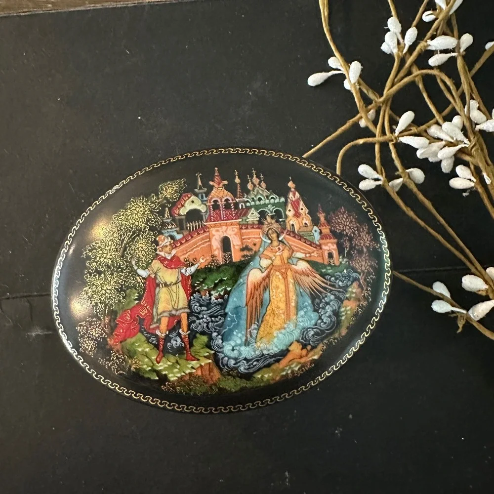 1989 Vintage Soviet Porcelain Trinket Box Tale of Tsar Saltan Vladimir Vlez'ko